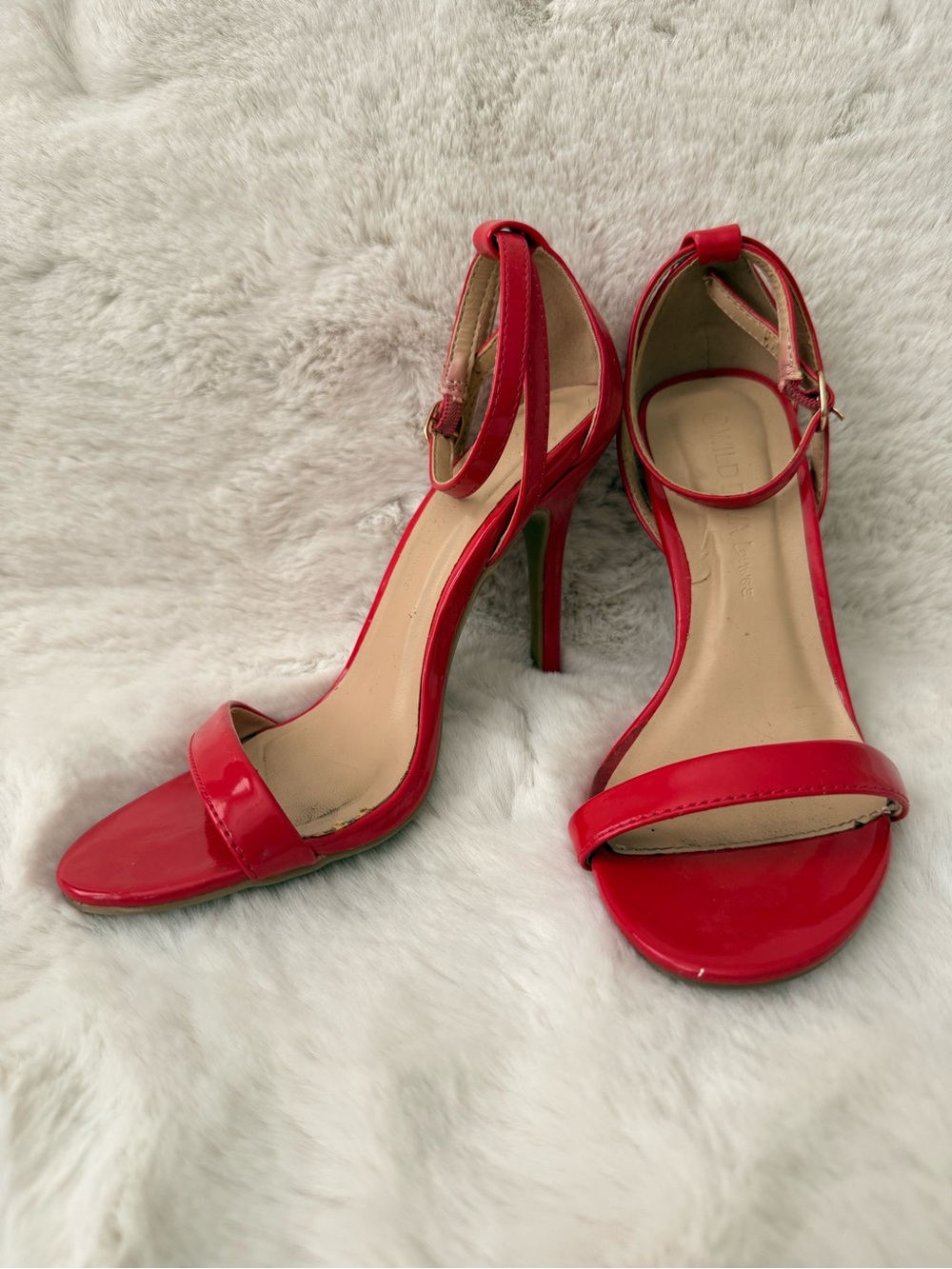 Sz 5 Women RED Wild Diva Patent Ankle Strap Heels